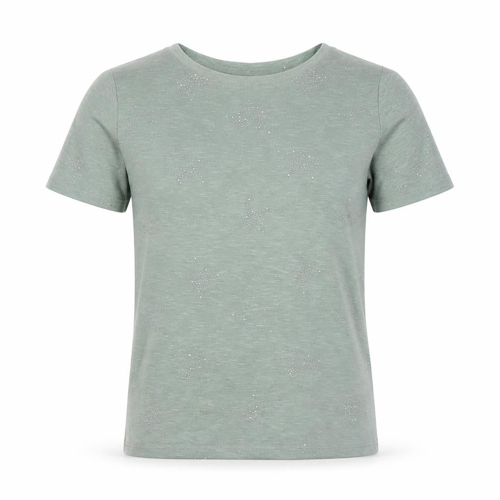 Next Women’s Green Glitter T-Shirt UK 6 Short Sleeve Polyester