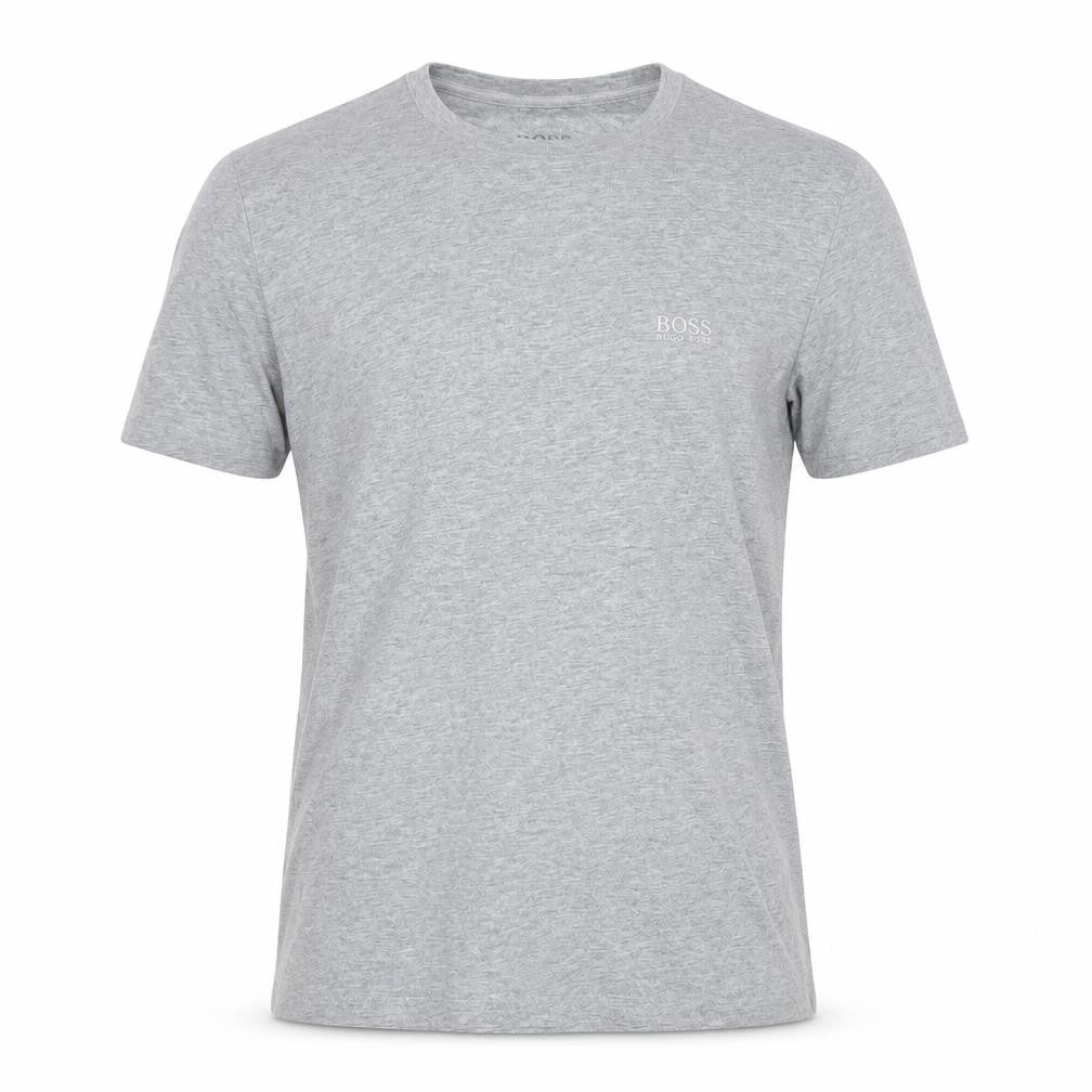 Front view of Hugo Boss Men's Grey Small Regular Fit Cotton Logo T-Shirt