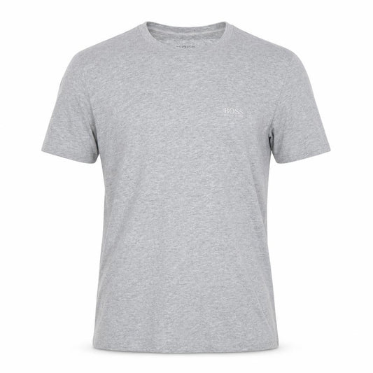 Front view of Hugo Boss Men's Grey Small Regular Fit Cotton Logo T-Shirt