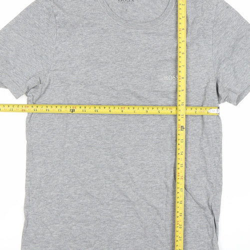 Hugo Boss Men's Grey Small Regular Fit Cotton Logo T-Shirt
