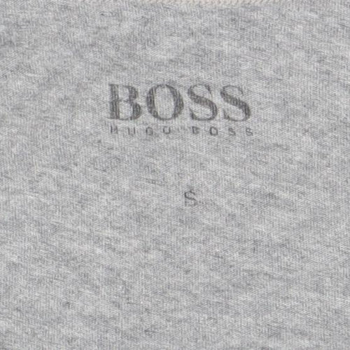 Hugo Boss Men's Grey Small Regular Fit Cotton Logo T-Shirt