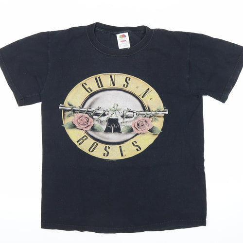 Fruit of the Loom Mens Black Guns N' Roses Band T-Shirt Size S Vintage