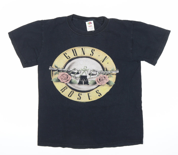 Fruit of the Loom Mens Black Guns N' Roses Band T-Shirt Size S Vintage