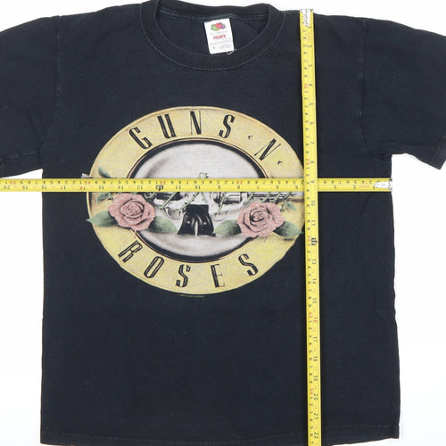 Fruit of the Loom Mens Black Guns N' Roses Band T-Shirt Size S Vintage