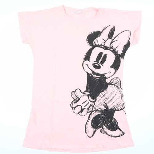 Disney Women Pink Minnie Mouse Nightshirt M Cotton Short Sleeve