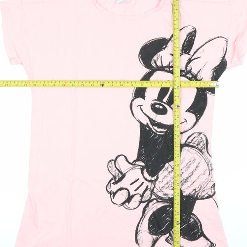 Disney Women Pink Minnie Mouse Nightshirt M Cotton Short Sleeve