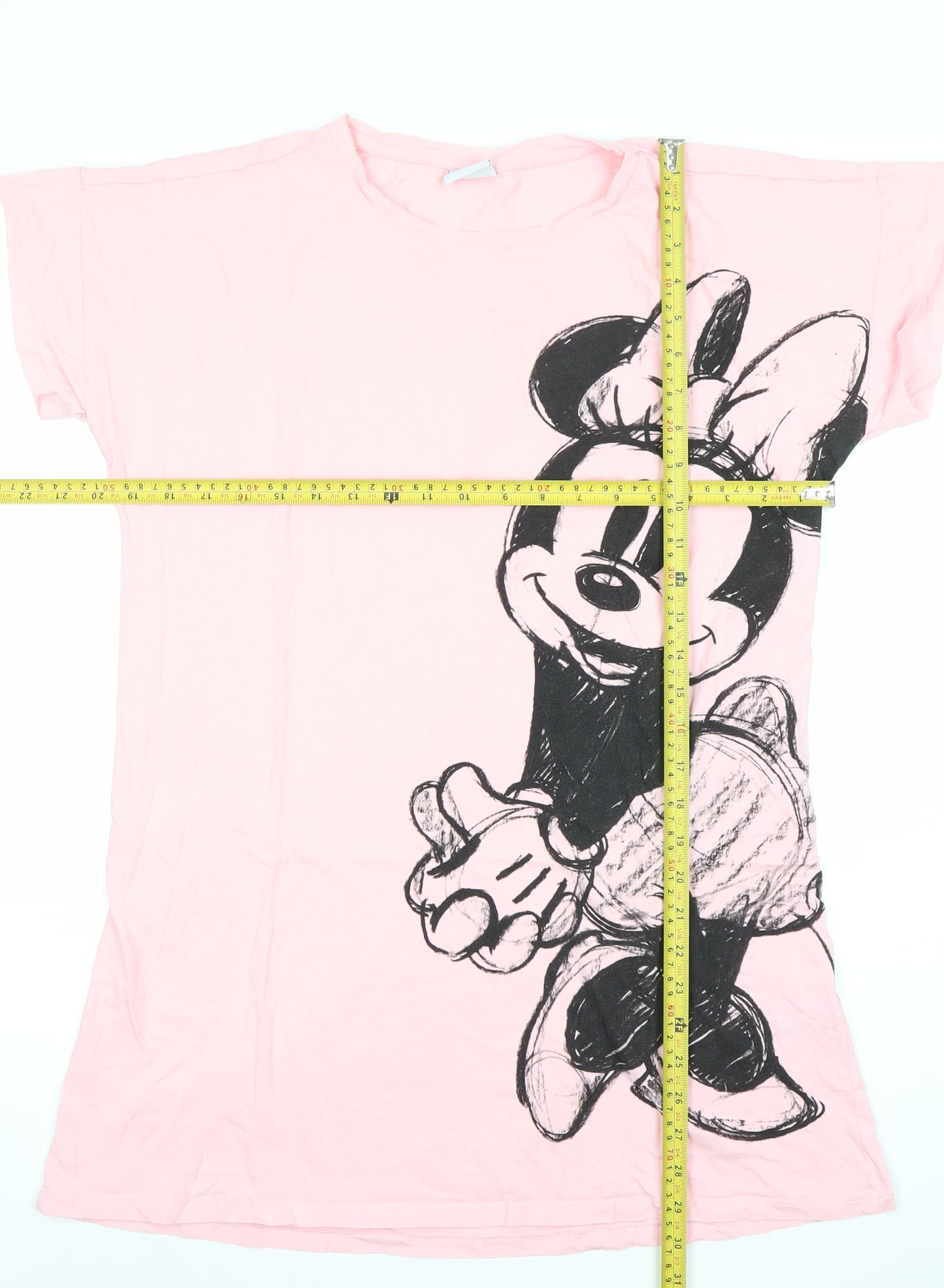 Disney Women Pink Minnie Mouse Nightshirt M Cotton Short Sleeve