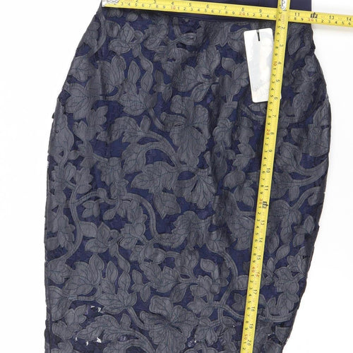 Lipsy London Women’s Blue Floral Lace Pencil Skirt Size 8