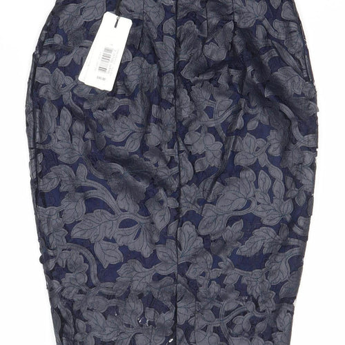 Lipsy London Women’s Blue Floral Lace Pencil Skirt Size 8