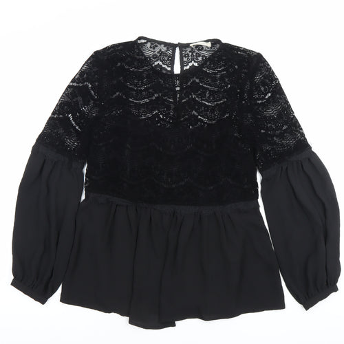 Marks and Spencer Women’s Black Lace Tunic Blouse Size 8
