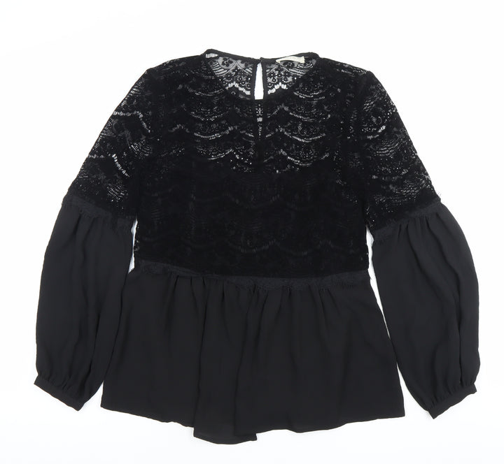 Marks and Spencer Women’s Black Lace Tunic Blouse Size 8