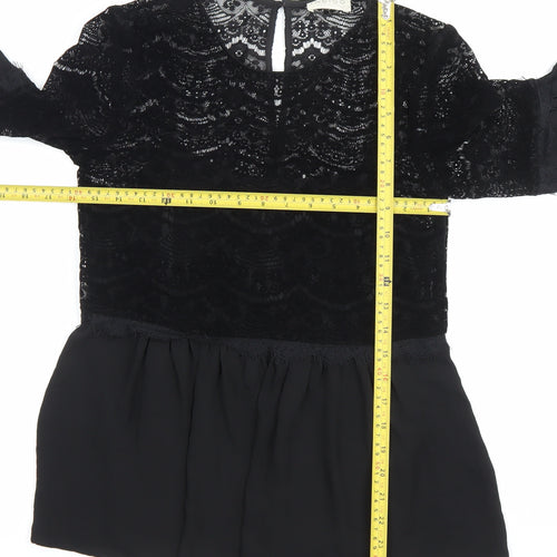 Marks and Spencer Women’s Black Lace Tunic Blouse Size 8