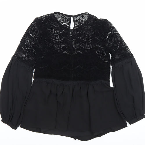 Marks and Spencer Women’s Black Lace Tunic Blouse Size 8