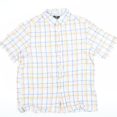 Marks & Spencer Men’s Multicoloured XL 44-46" Check Cotton Short Sleeve Shirt