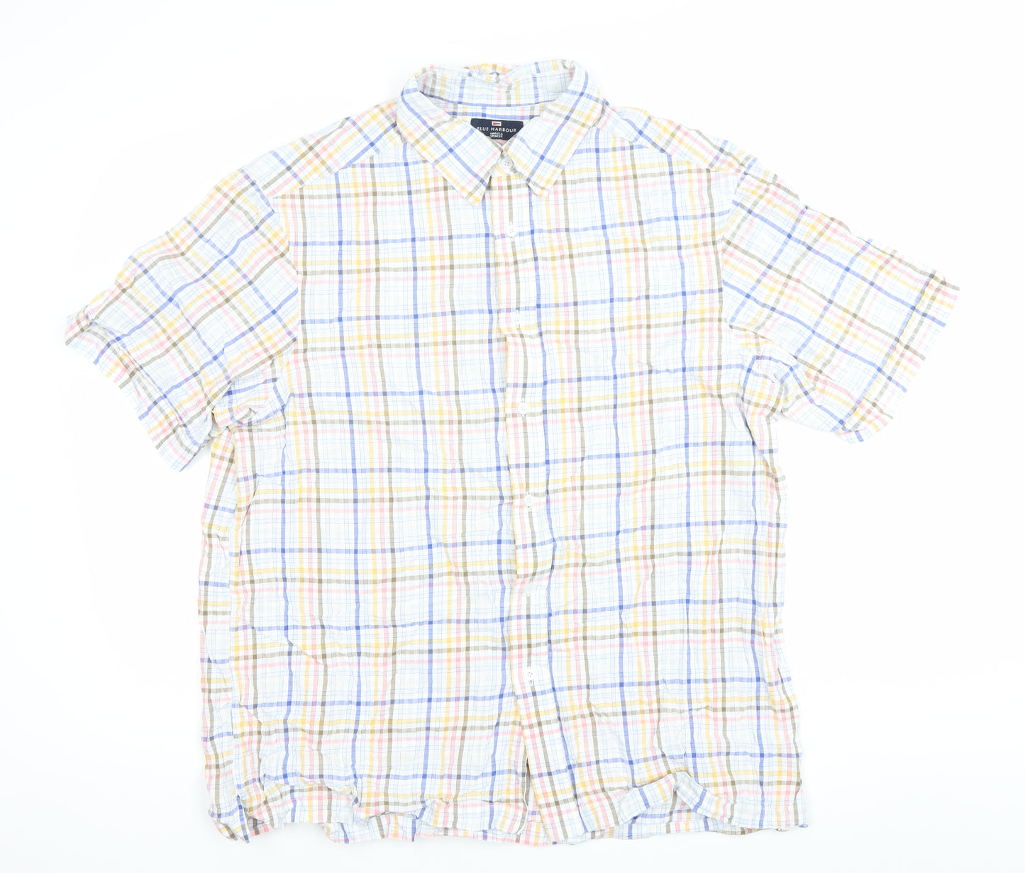 Marks & Spencer Men’s Multicoloured XL 44-46" Check Cotton Short Sleeve Shirt
