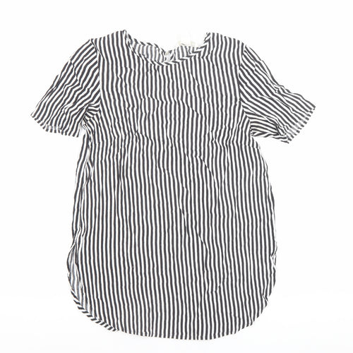 H&M Womens Black Striped Viscose Tunic Blouse Size 6