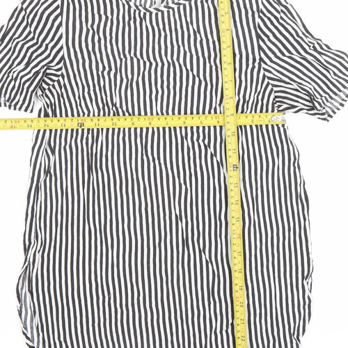 H&M Womens Black Striped Viscose Tunic Blouse Size 6