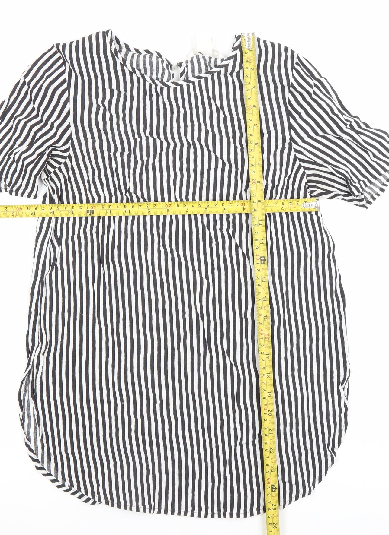 H&M Womens Black Striped Viscose Tunic Blouse Size 6