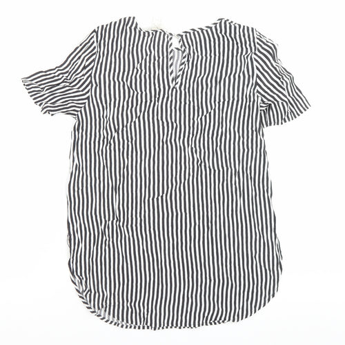 H&M Womens Black Striped Viscose Tunic Blouse Size 6