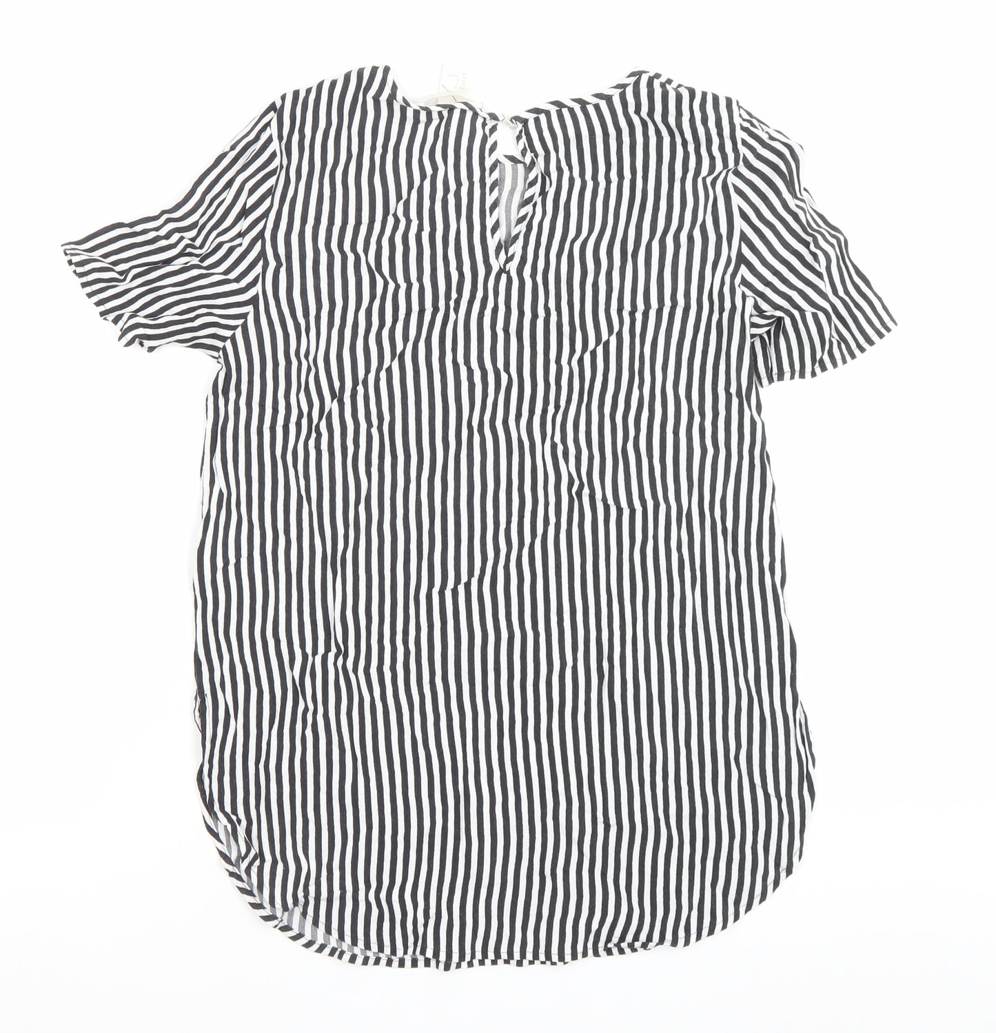 H&M Womens Black Striped Viscose Tunic Blouse Size 6