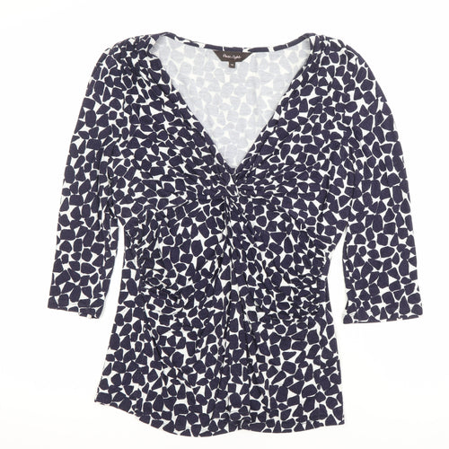 Phase Eight Women’s Blue Geometric V-Neck Tunic Blouse Size 14