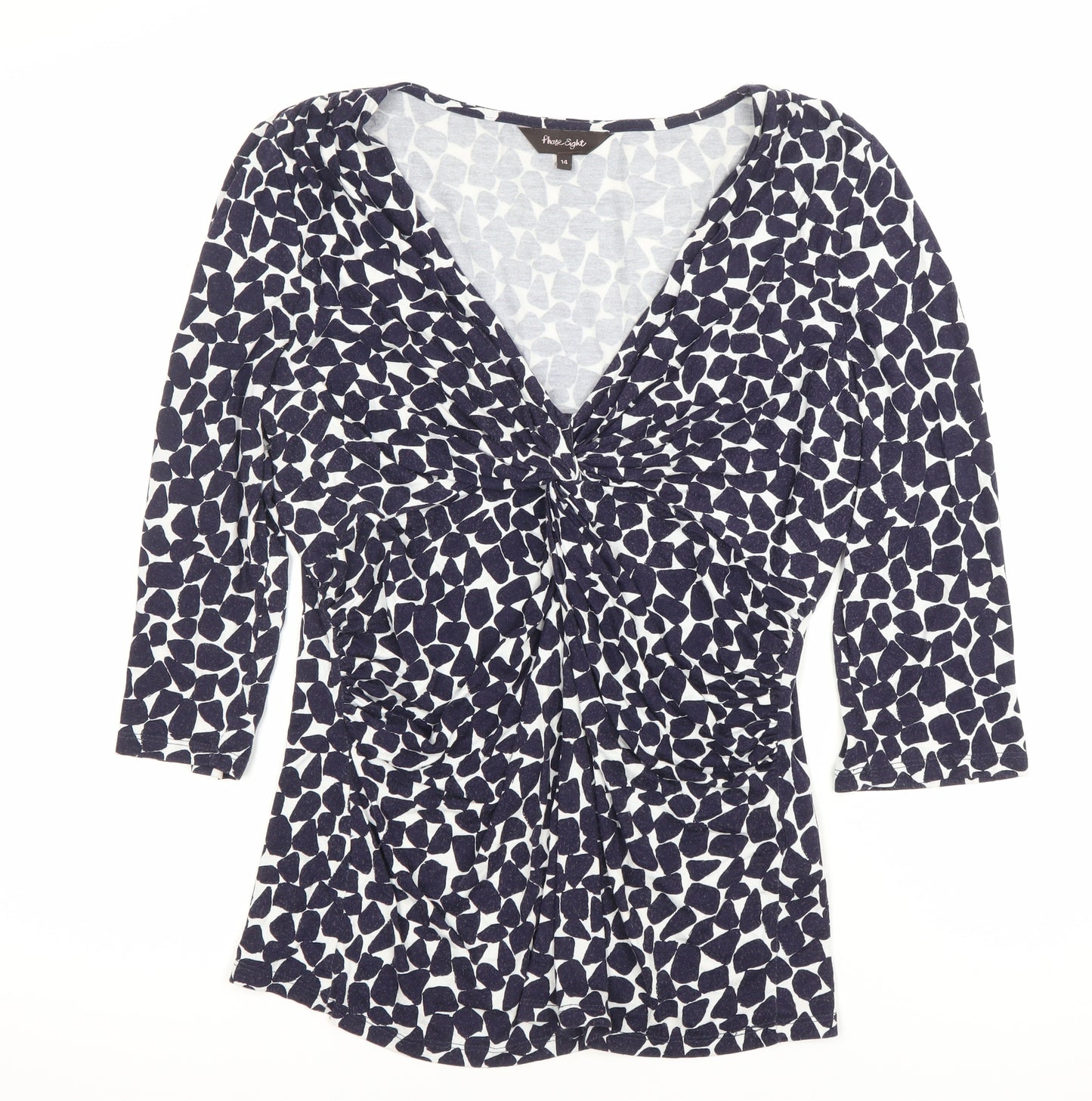Phase Eight Women’s Blue Geometric V-Neck Tunic Blouse Size 14