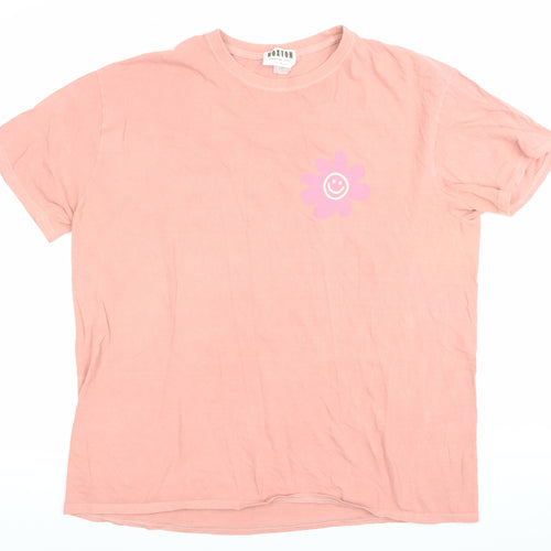 Hoxton Chic Women’s Pink XL Graphic Flower Print Cotton T-Shirt