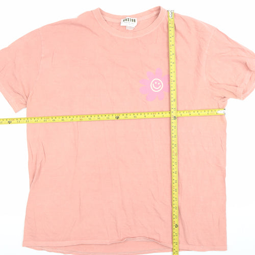 Hoxton Chic Women’s Pink XL Graphic Flower Print Cotton T-Shirt
