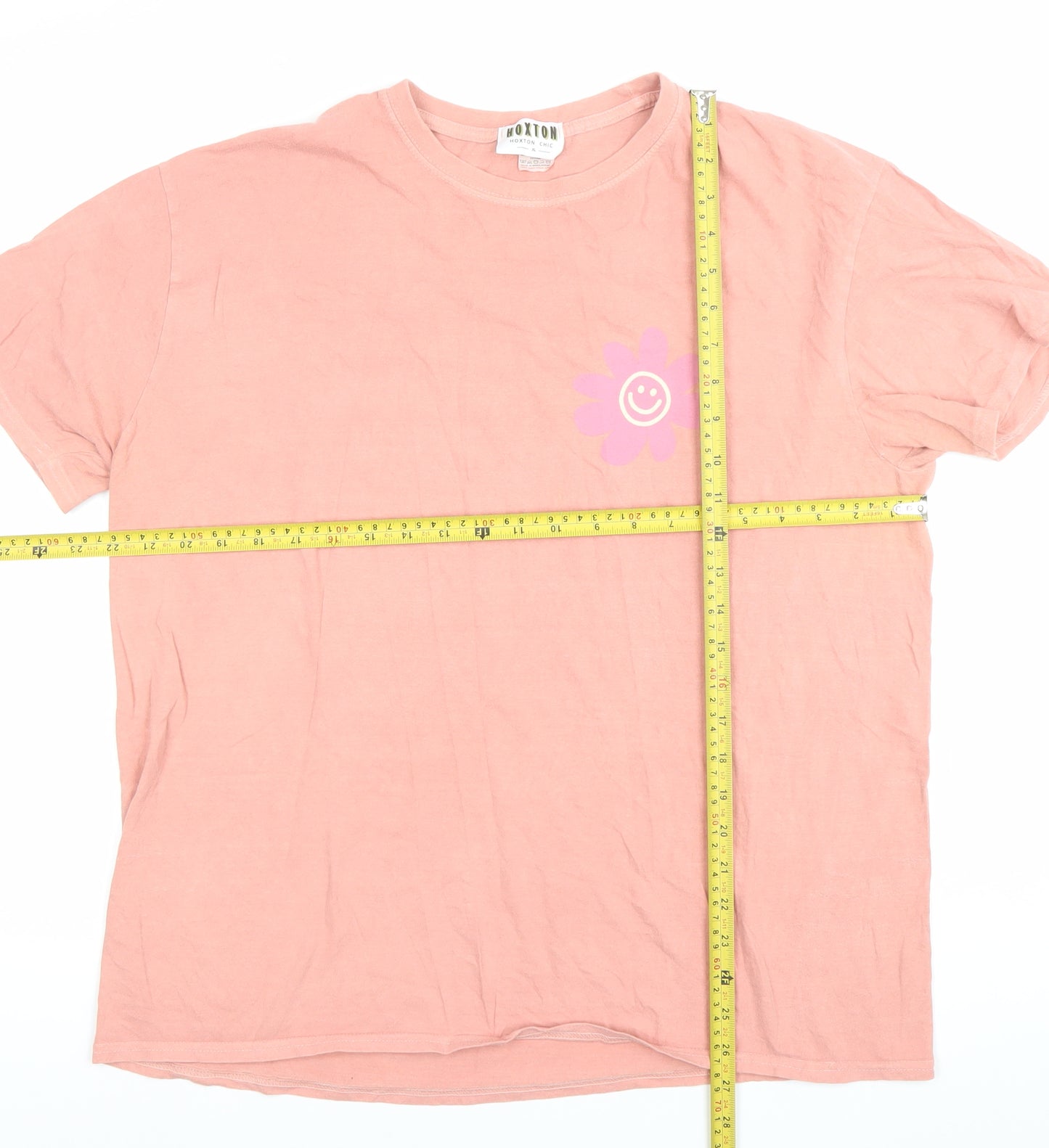 Hoxton Chic Women’s Pink XL Graphic Flower Print Cotton T-Shirt