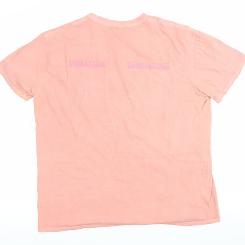 Hoxton Chic Women’s Pink XL Graphic Flower Print Cotton T-Shirt