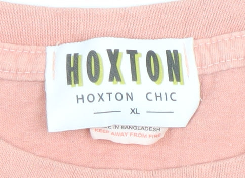 Hoxton Chic Women’s Pink XL Graphic Flower Print Cotton T-Shirt