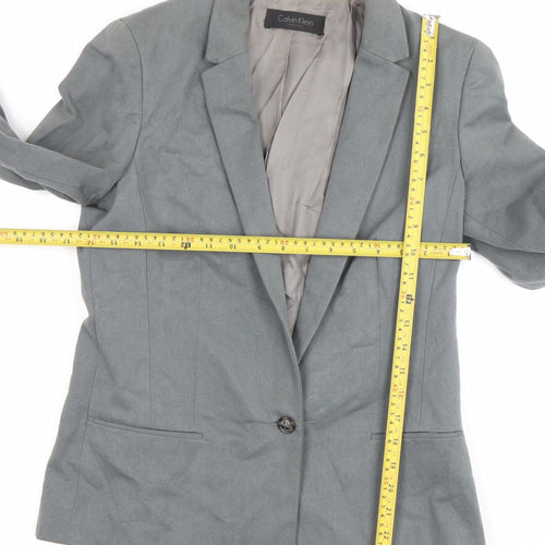 Calvin Klein Women’s Grey Wool Blazer Size 10 Tailored Work Jacket