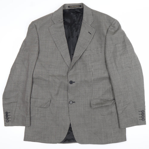 Marks and Spencer Men Black & White Checked Wool Blazer Jacket 40R