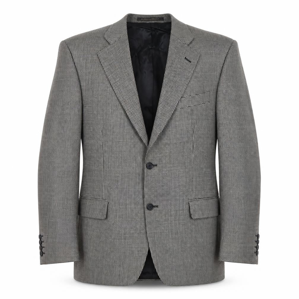 Front view of Marks & Spencer Men Black & White Checked Wool Blazer Jacket 40R