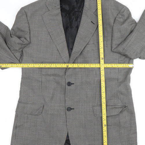 Marks and Spencer Men Black & White Checked Wool Blazer Jacket 40R