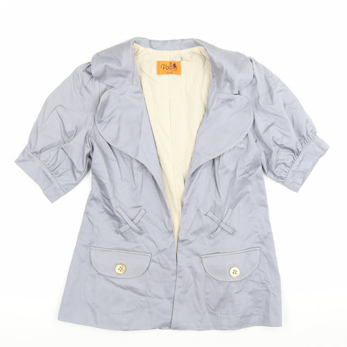 Voom Women Grey Short Sleeve Blazer Jacket Size M Cotton Blend