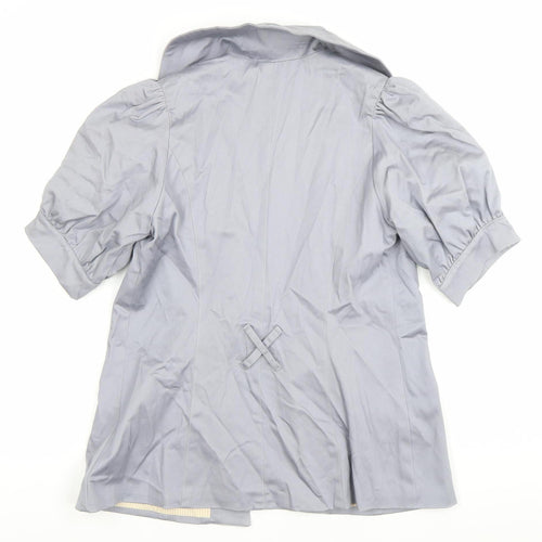 Voom Women Grey Short Sleeve Blazer Jacket Size M Cotton Blend