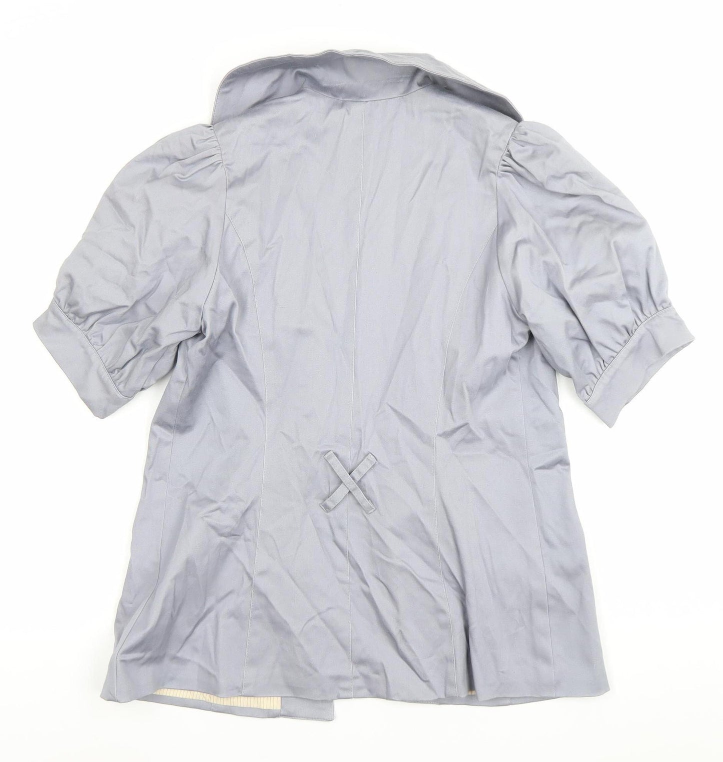 Voom Women Grey Short Sleeve Blazer Jacket Size M Cotton Blend