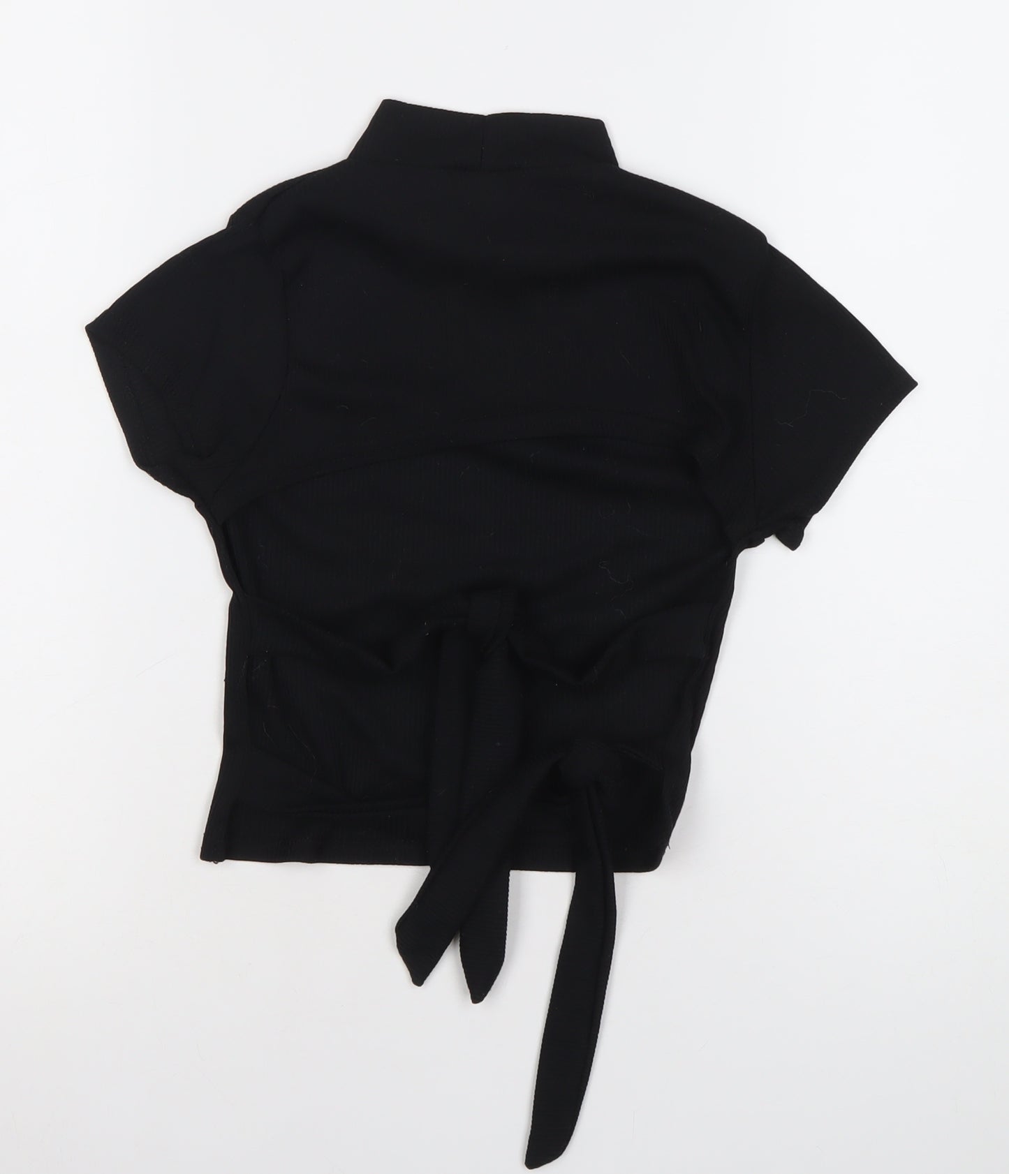 PrettyLittleThing Women’s Black Size 8 Cropped Mock Neck T-Shirt