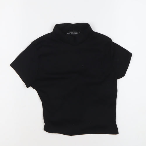 PrettyLittleThing Women’s Black Size 8 Cropped Mock Neck T-Shirt