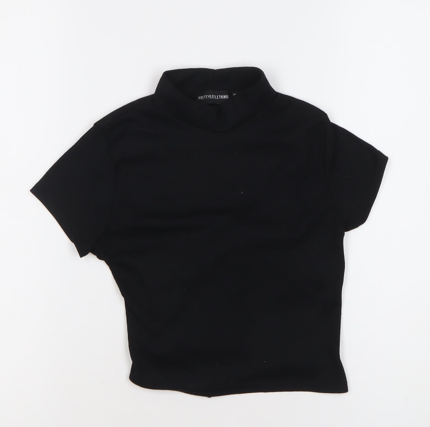 PrettyLittleThing Women’s Black Size 8 Cropped Mock Neck T-Shirt