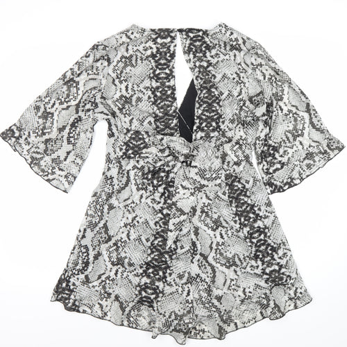 PrettyLittleThing Women’s Multicoloured Snake Print Size 12 Playsuit