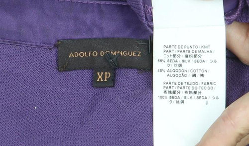 Adolfo Dominguez Womens Purple Silk Blend Tunic Blouse XS