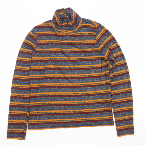 ASOS Women’s Multicoloured Stripe Roll Neck Long Sleeve Blouse Size 12