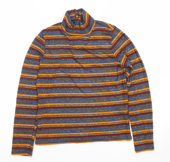 ASOS Women’s Multicoloured Stripe Roll Neck Long Sleeve Blouse Size 12