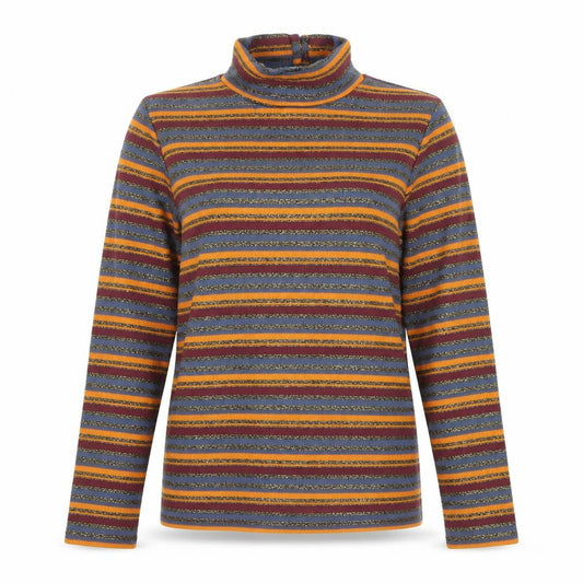 Front view of ASOS Women’s Multicoloured Stripe Roll Neck Long Sleeve Blouse, size UK 12