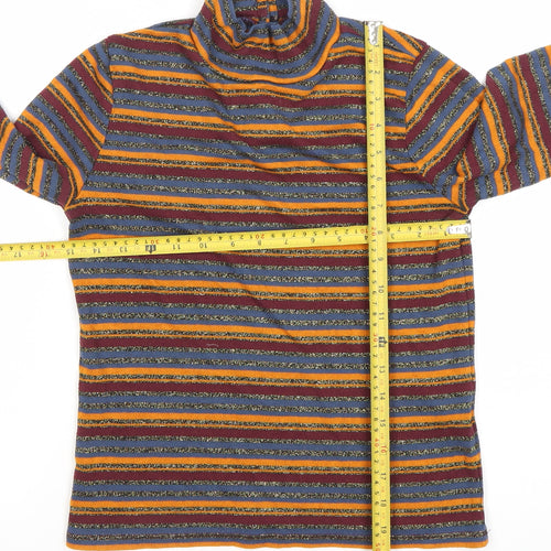 ASOS Women’s Multicoloured Stripe Roll Neck Long Sleeve Blouse Size 12