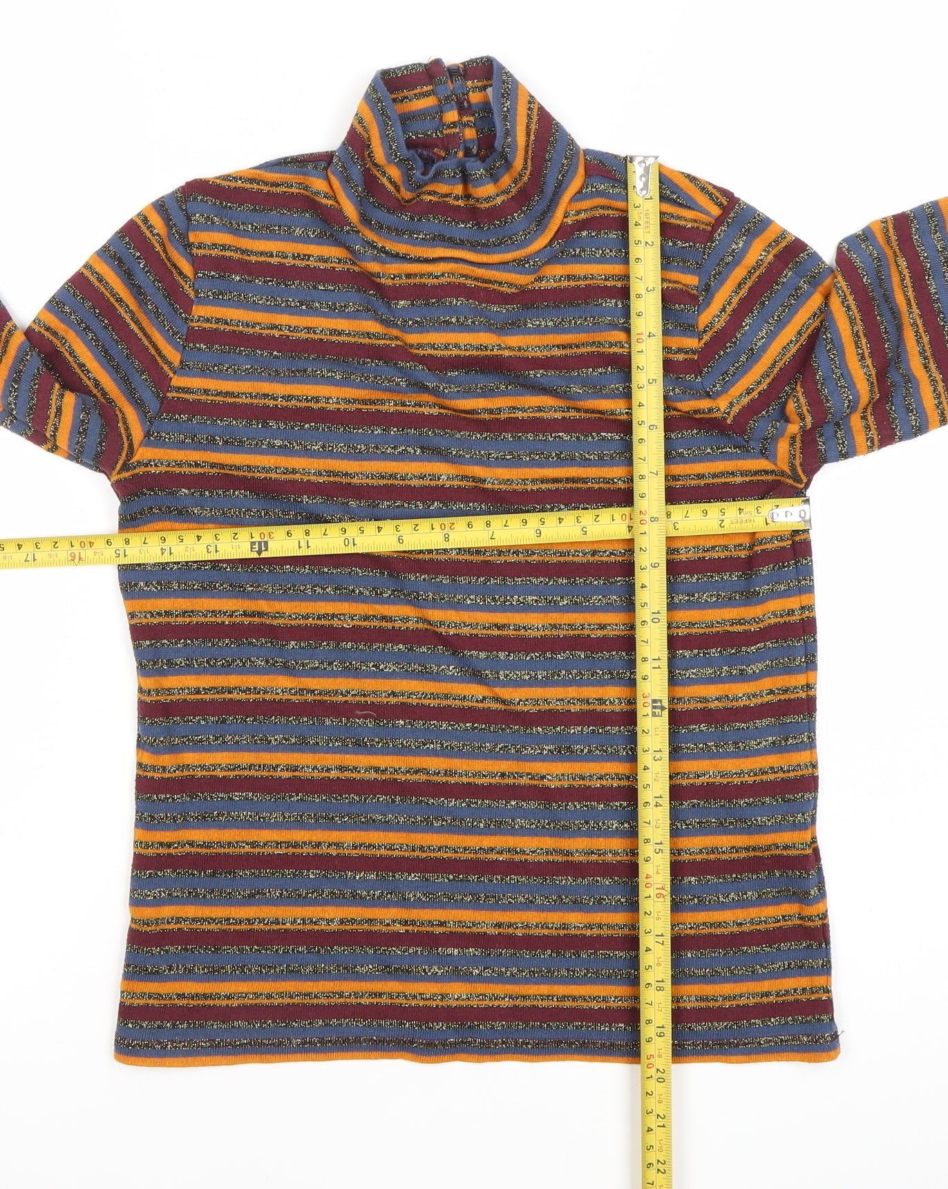 ASOS Women’s Multicoloured Stripe Roll Neck Long Sleeve Blouse Size 12