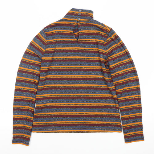 ASOS Women’s Multicoloured Stripe Roll Neck Long Sleeve Blouse Size 12