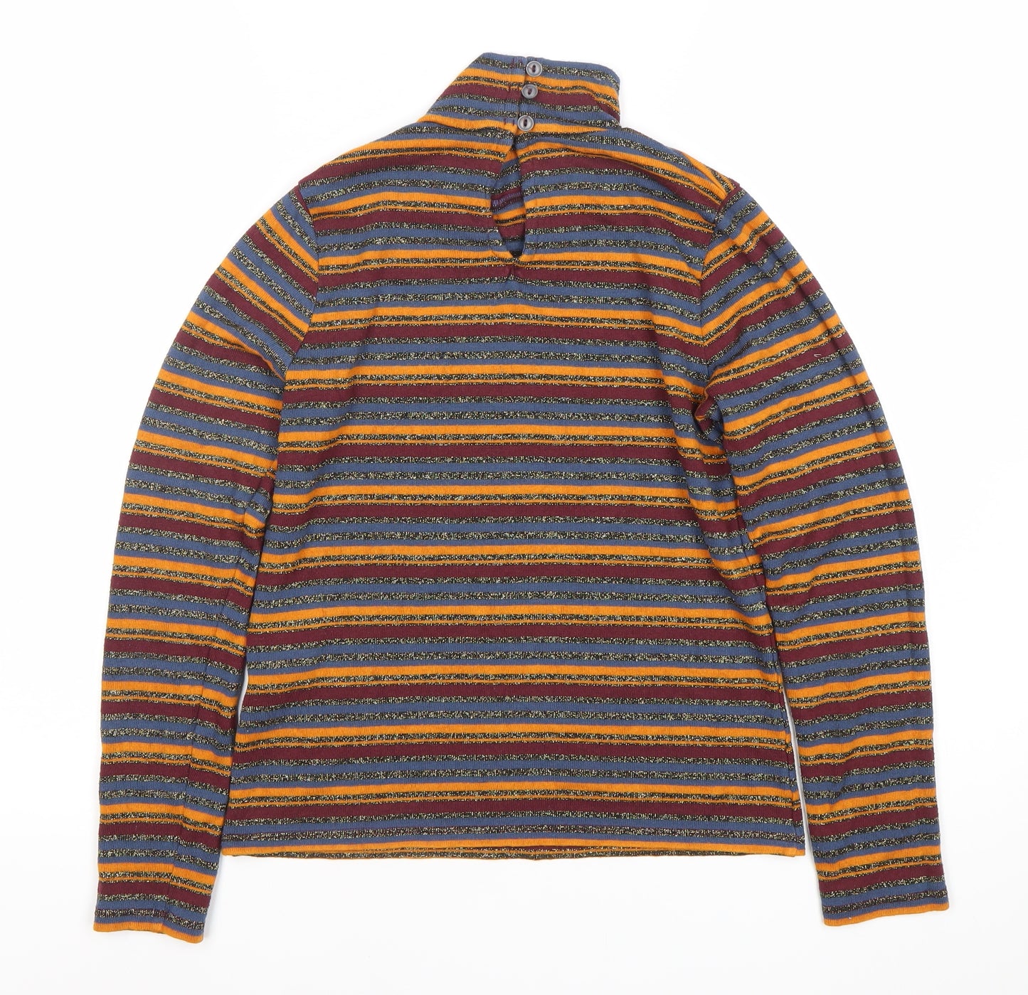 ASOS Women’s Multicoloured Stripe Roll Neck Long Sleeve Blouse Size 12